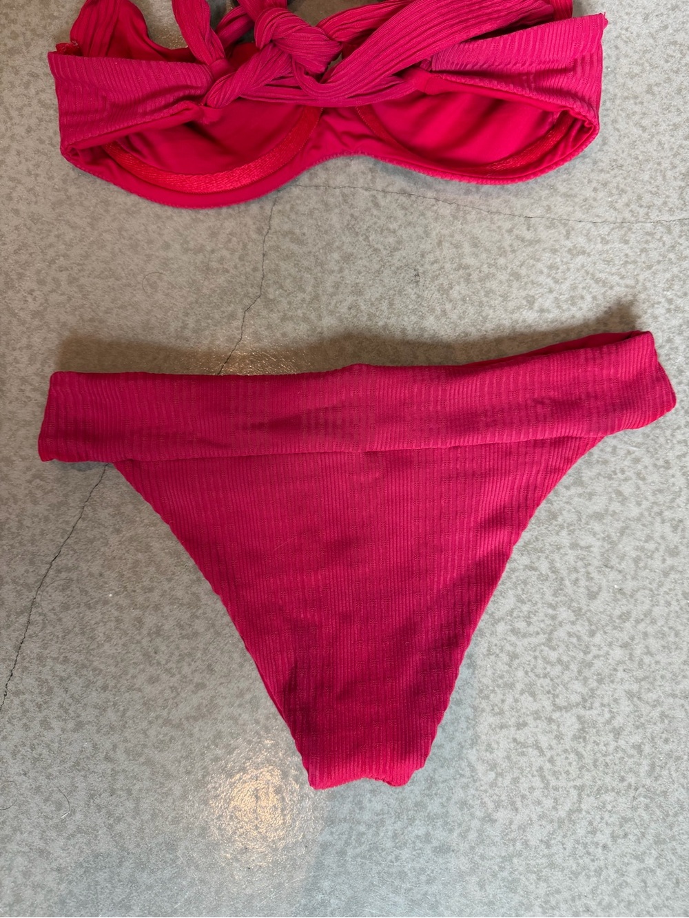 l*space Hot Red Ribbed Underwire Bikini Set - Picture 4 of 5